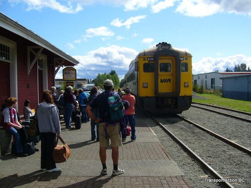 people are eager to get on, but passengers still have to get off.