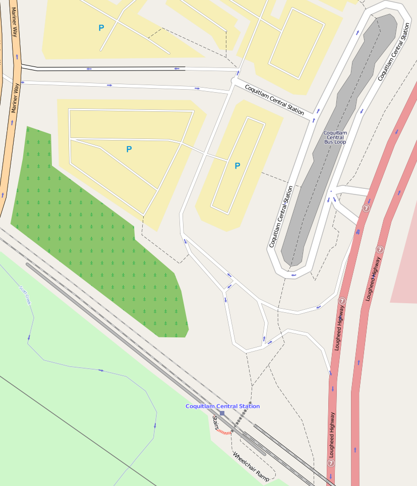 osm_coquitlam OpenStreetMap image of the Coquitlam Central Station area.
