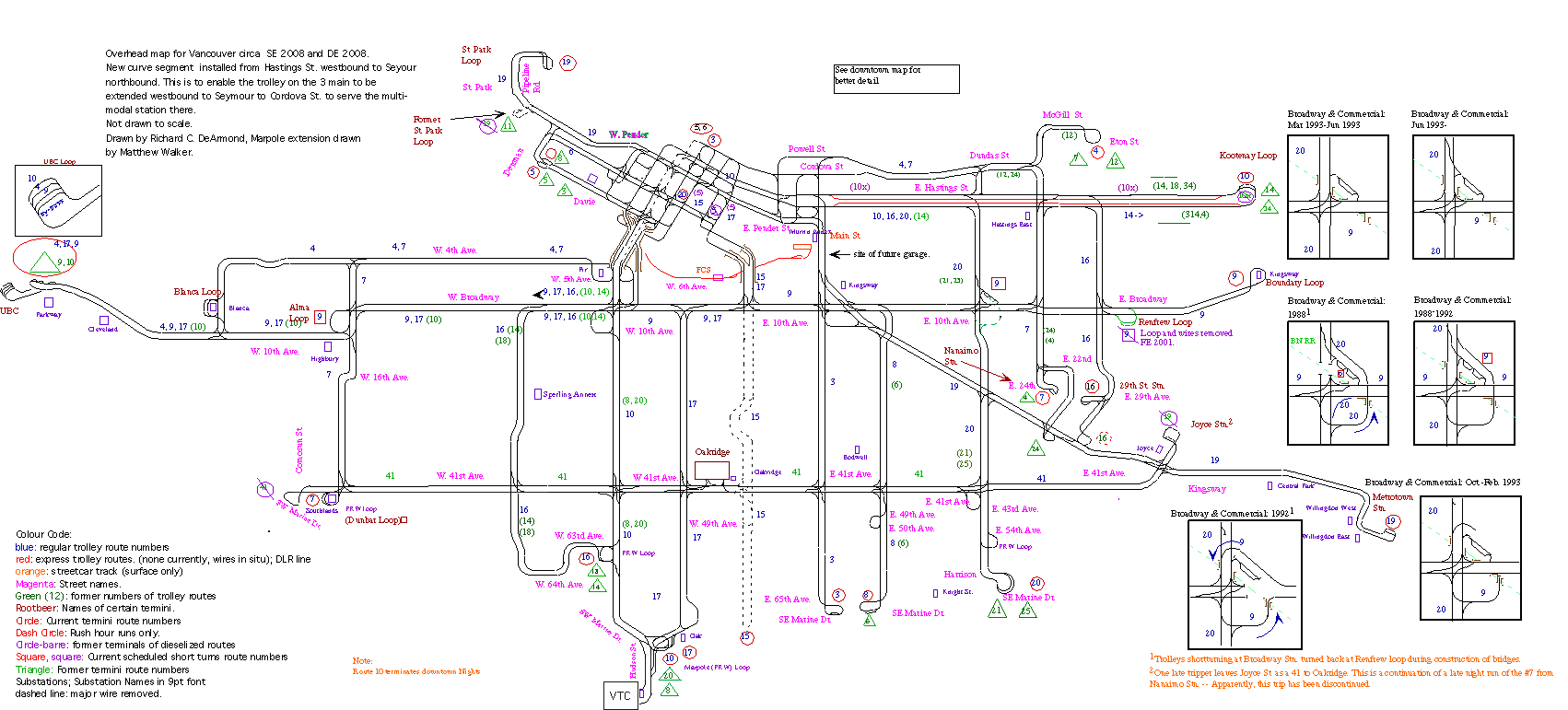 [Diagram of Vancouver trolleybus network, excluding downtown]