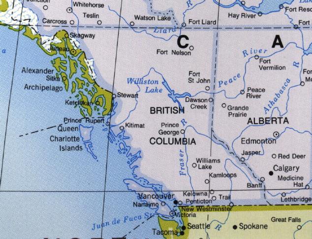 travel map of bc