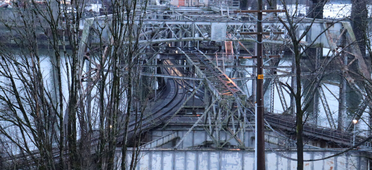 Tracks converging on to the New Westminster Rail Bridge - Photo by Terry Johnson